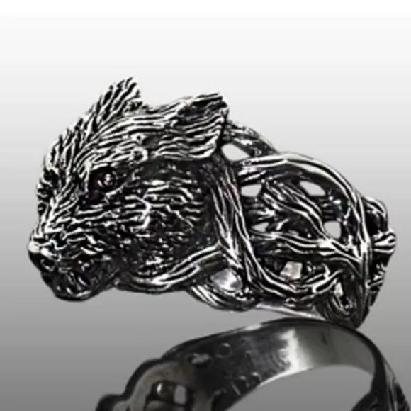 Northern Viking Fenrir Wolf Hopeasormus Miesten NVJ-H-SO010* Miesten Sormukset | Miesten Korut