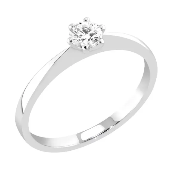 Romanssi Ruusu Timanttisormus Valkokulta SOLITAIRE 0.20CT* Naisten Korut | Valkokultasormukset