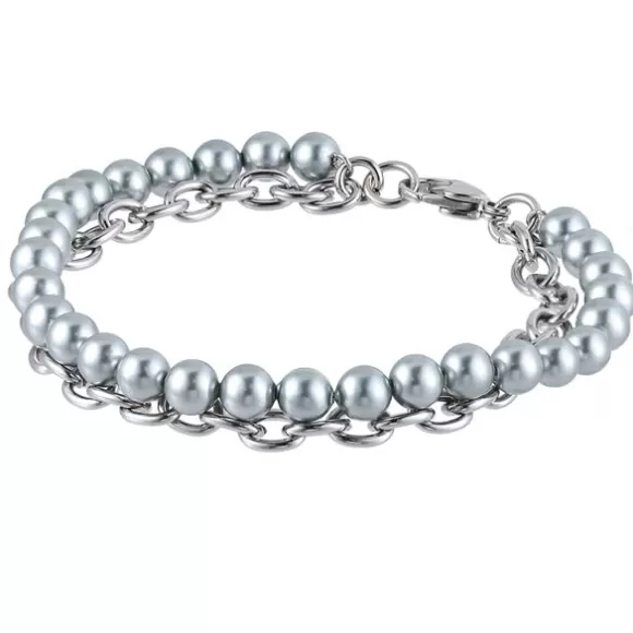 Steel Plus Pearl Teräsrannekoru BSS905 SS CHAIN GREY* Helmikorut | Miesten Helmikorut