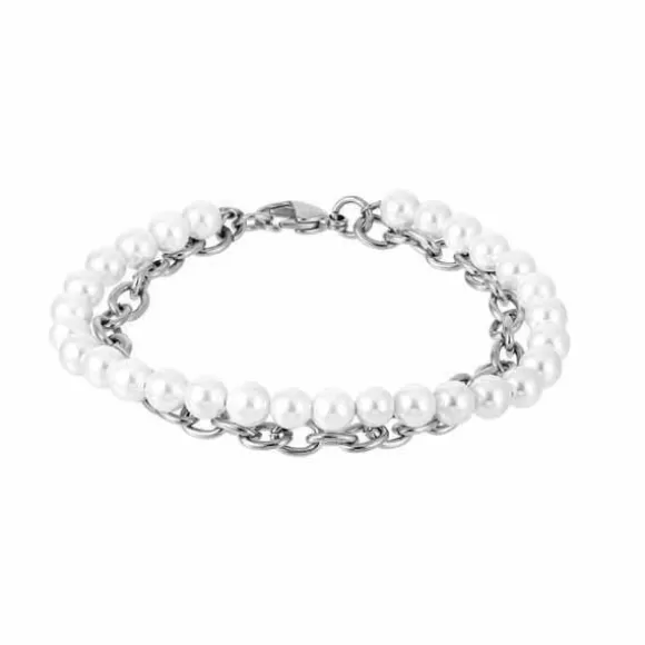 Steel Plus Pearl Teräsrannekoru BSS905 SS CHAIN WHITE* Helmikorut | Miesten Helmikorut